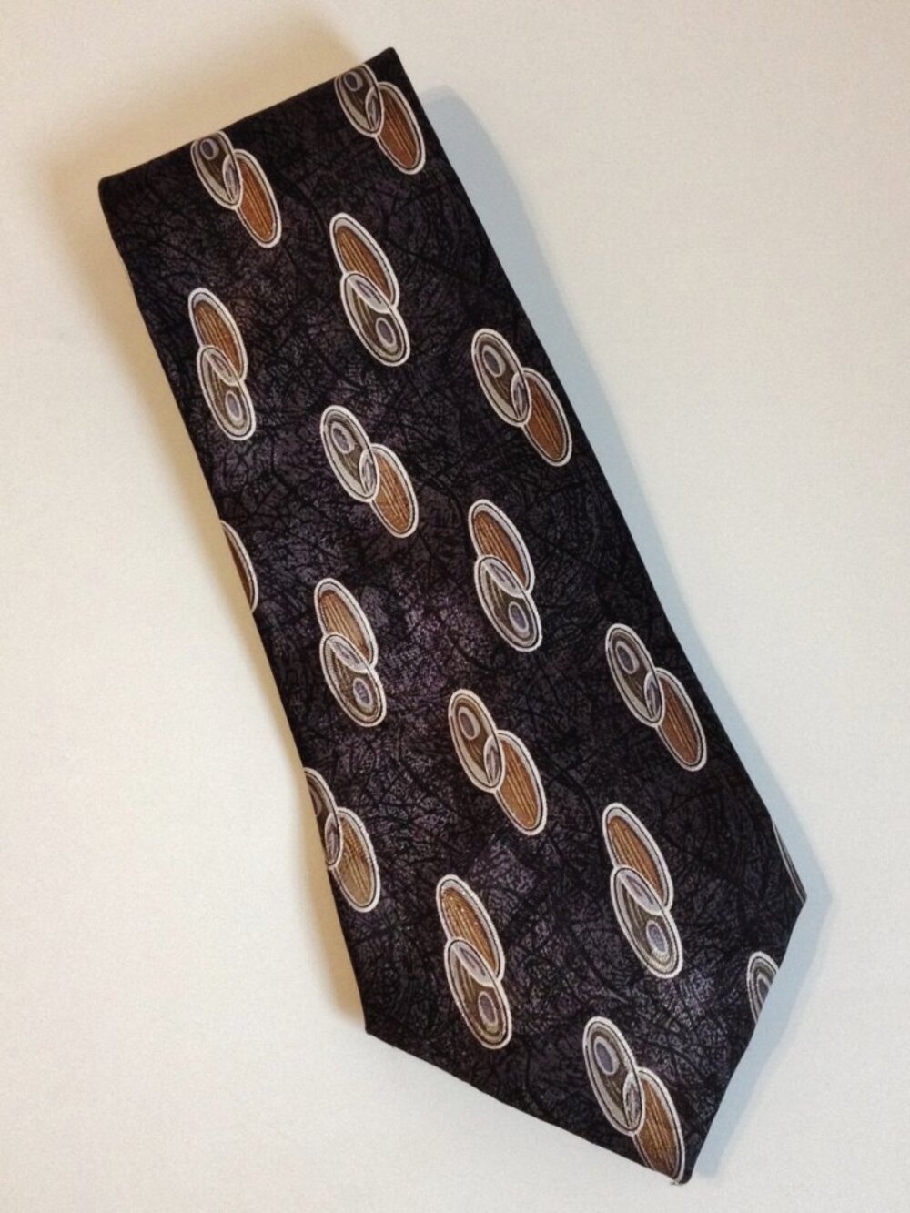 David Taylor Gold Charcoal Grey Neck Tie Mid Century Modern Mens Neckwear